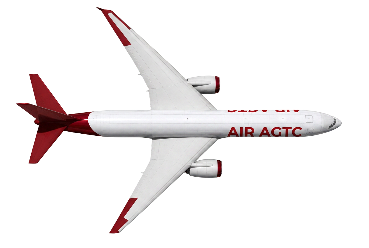 Avion cargo AGTC Pro en vol vers l'Europe